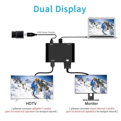 Cáp Chuyển Đổi VGA Sang HDMI Và VGA Dài 25cm Full HD 1080P – Có USB Cấp Nguồn, Xuất 2 Màn Hình Đồng Thời