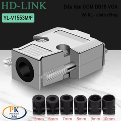 Đầu jack hàn VGA chuẩn DB15 3 hàng chân đồng vỏ ốp kim loại HD-Link YL-V1553M/F cao cấp