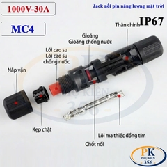 Đầu Nối MC4 1000V 30A Chống Nước IP67 Dùng Cho Điện Mặt Trời