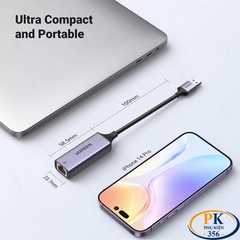 Cáp Chuyển USB 3.0 to LAN Gigabit 1Gbps Ugreen 50922 CM209 Chipset AX88179 Vỏ Nhôm Màu Ghi