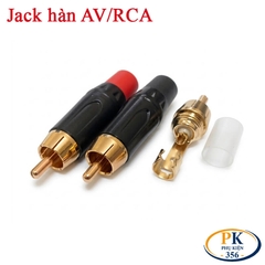 Đầu hàn jack AV RCA hoa sen mạ vàng – Vỏ kim loại, dùng cho cáp 3–6mm