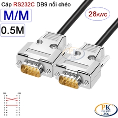Dây cáp RS232C DB9 nối chéo 2 đầu đực Null Modem 28AWG vỏ thép dài 0.5M-40M