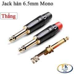 Đầu hàn jack 6.5mm mono (jack thẳng) mạ vàng – Vỏ kim loại, dùng cho cáp 3–6mm