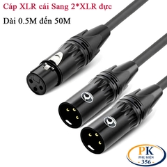 Dây cáp âm thanh DIY XLR cái sang 2 Canon XLR 3Pin đực – Đồng OFC, đầu mạ vàng, dài 0.5M – 50M