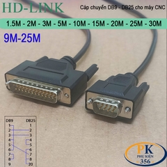 Cáp chuyển DB9 đực sang DB25 đực cho máy CNC Mazak, Makino, Akira, Moriseiki, YCM DB9M to DB25M dài 1M đến 30M
