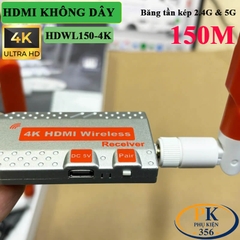 Bộ Chia HDMI Không Dây 1 Ra 2 HDWL150-4K 4K@30Hz Khoảng Cách 150m Băng Tần Kép 2.4G/5G