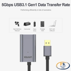 Dây Cáp Nối Dài USB 3.0 Chính Hãng Unitek Y-3004 (5M), Y-3005 (10M) – Có Chip Khuếch Đại & Cổng Nguồn Phụ