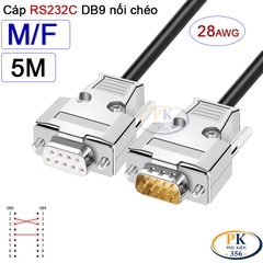 Dây cáp RS232C DB9 nối chéo 2 đầu đực cái Null Modem 28AWG vỏ thép dài 0.5M-40M