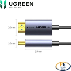 Dây cáp HDMI sợi quang AOC 2.1 chuẩn 8K@60Hz, 4K@240Hz chính hãng Ugreen HD183 dài 10M – 50M