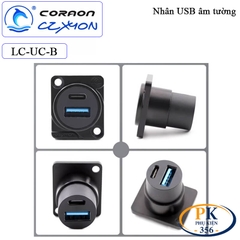 Nhân nối 2 cổng USB 3.0 type C âm tường lắp mặt máy Coraon LC-UC-B, LC-UC-W