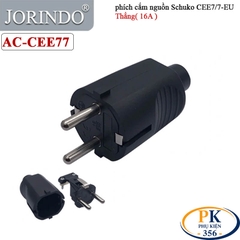 Phích Cắm Nguồn 2 Chân EU CEE 7/7 Schuko 250V-16A chính hãng JORINDO AC-CEE77 - Bẻ góc