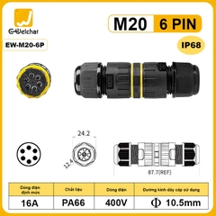 Đầu Cút Nối Dây Điện Chống Nước IP68 Eweichat EW-M20 Cho Dây Ø 10mm