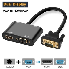 Cáp Chuyển Đổi VGA Sang HDMI Và VGA Dài 25cm Full HD 1080P – Có USB Cấp Nguồn, Xuất 2 Màn Hình Đồng Thời