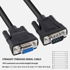Dây Cáp COM DB9 RS232 Đực sang Cái Dtech DT-9005B M/F dài 1.5M - 5M