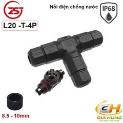 Đầu Cút Nối Chia Dây Điện Chống Nước IP68 3 Ngả Chữ T ZSJ L20T-2P Dùng Cho Dây 2.5mm²