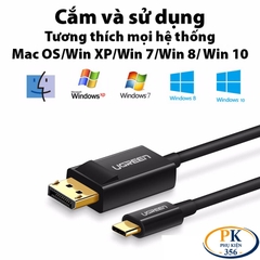 Cáp chuyển USB type-C sang Displayport 4K@60Hz MM139 chính hãng Ugreen 50994 dài 1.5M