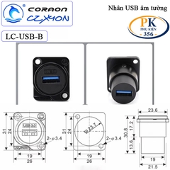 Nhân nối USB 3.0 âm tường lắp mặt máy Coraon LC-USB-B - Cắm thẳng