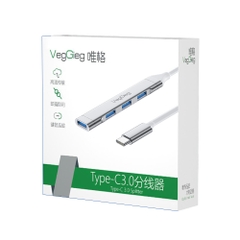 Bộ hub chia USB type C ra 4 cổng USB 3.0 Veggieg V-K303