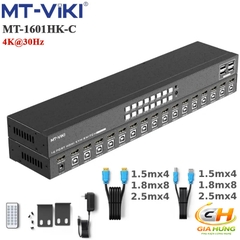 Bộ Chuyển Mạch HDMI USB KVM Switch 16 Ra 1 MT-VIKI MT-1601HK-C | Hỗ Trợ 4K 30Hz