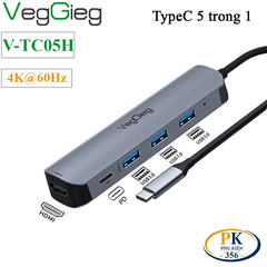 Bộ chuyển Type C sang HDMI + USB  5 trong 1 VEGGIEG V-TC05H