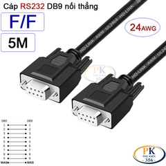Dây cáp RS232 DB9 nối thẳng 2 đầu cái female - female 24AWG vỏ PVC cao cấp dài 0.5M-40M