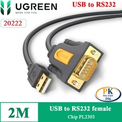 Cáp chuyển đổi USB sang RS232 COM DB9 UGREEN CR104 20222 dài 2M chíp PL2303