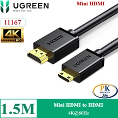 Cáp Mini HDMI to HDMI 2.0 dài 1,5m hỗ trợ 4K@60Hz Ugreen 11167 HD108