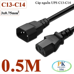 Dây Cáp nguồn IEC320 C13 C14 3x0.75mm² 10A 250V – Dây nối dài UPS, PC, PDU 0.5M - 3M