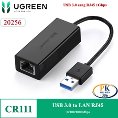 Cáp Chuyển USB 3.0 to LAN 1Gbps Ugreen 20256 CR111 Chipset AX88179 (Màu Đen) 20255 màu trắng
