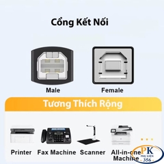 Dây Cáp Máy In USB Type-C 2.0 Sang USB BM Jasoz D121 T-D212 Dài 1.5M Chính Hãng Tốc Độ 480Mbps