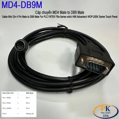 Cáp Kiết Nối Truyển Thông chuẩn RS232 Shielded Cable Mini Din 4 Pin Male to DB9 Male For PLC FATEK FBs-Series witch HMI Advantech WOP-200K Series Touch Panel