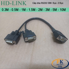 Dây cáp chia COM DB9 RS232 Đực sang 2 cổng đực dài 0.3M, 0.5M, 1M, 1.5M, 2M, 3M, 5M, 10M – HD-Link DIY 28AWG cao cấp