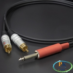 Dây chuyển 6.35mm mono sang 2 AV RCA (hoa sen) DIY – Lõi đồng OFC 4N, dài 0.5m – 10m