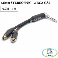 Dây chuyển âm thanh 6.35mm stereo bẻ góc sang 2 AV/RCA cái dài 0.2M  0.5M 1M