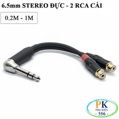 Dây chuyển âm thanh 6.35mm stereo bẻ góc sang 2 AV/RCA cái dài 0.2M  0.5M 1M