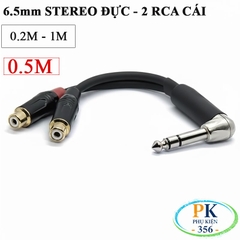 Dây chuyển âm thanh 6.35mm stereo bẻ góc sang 2 AV/RCA cái dài 0.2M  0.5M 1M