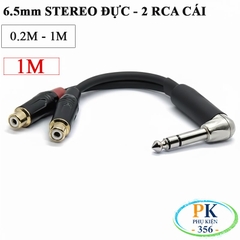 Dây chuyển âm thanh 6.35mm stereo bẻ góc sang 2 AV/RCA cái dài 0.2M  0.5M 1M