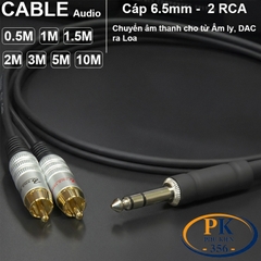 Cáp chuyển 6.35mm TRS sang 2 AV RCA  – Dây 6.5 ly ra 2 hoa sen OFC, dài 0.3m đến 20m