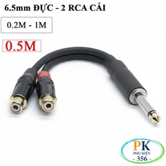 Dây chuyển âm thanh 6.35mm mono đực ra 2 AV/RCA cái  dài 0.2M 0.5M 1M