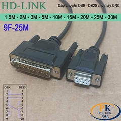 Cáp chuyển DB9 cái sang DB25 đực cho máy CNC Mazak, Makino, Akira, Moriseiki, YCM DB9F to DB25M dài 1M đến 30M