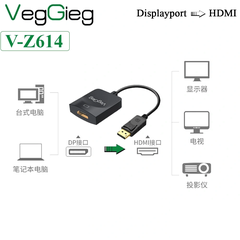 Cáp chuyển Displayport sang HDMI 1080P chính hãng Veggieg V-Z614