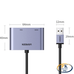 Cáp chuyển đổi USB 3,0 sang HDMI VGA Ugreen 20518 CM449