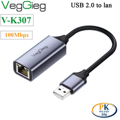Cáp chuyển đổi USB 3.0 sang mạng LAN RJ45 1000Mbps, USB 3.0 to lan RJ45 1G VEGGIEG V-K306