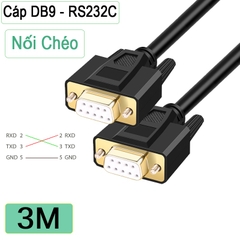 Dây cáp COM DB9 RS232C  2 đầu cái nối chéo dài 1.5M đến 40M
