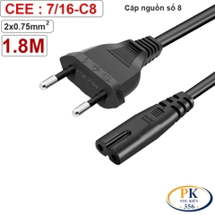 Cáp Nguồn Số 8 C7 Lõi Đồng 2×0.75mm² – Dây Nguồn IEC C7 An Toàn, Ổn Định Cho Adapter, TV, Loa