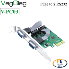 Card PCIe to 2 com RS232 chip CH382L Veggieg V-PC03
