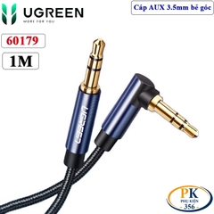 Dây Audio AUX 3.5mm bẻ góc Ugreen AV112 dài 1M 1.5M 2M Dây Bọc Lưới Cao Cấp