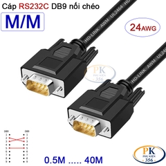 Dây cáp RS232C DB9 nối chéo 2 đầu đực male - male Null Modem 24AWG vỏ PVC cao cấp 0.5M-40M