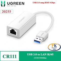 Cáp Chuyển USB 3.0 to LAN 1Gbps Ugreen 20256 CR111 Chipset AX88179 (Màu Đen) 20255 màu trắng