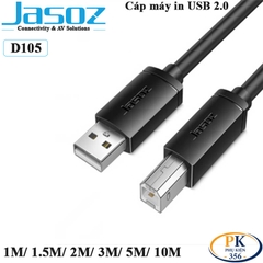 Dây Cáp Máy In USB 2.0 AM Sang BM Jasoz D105 Chính Hãng Dài 1M - 10M Tốc Độ 480Mbps